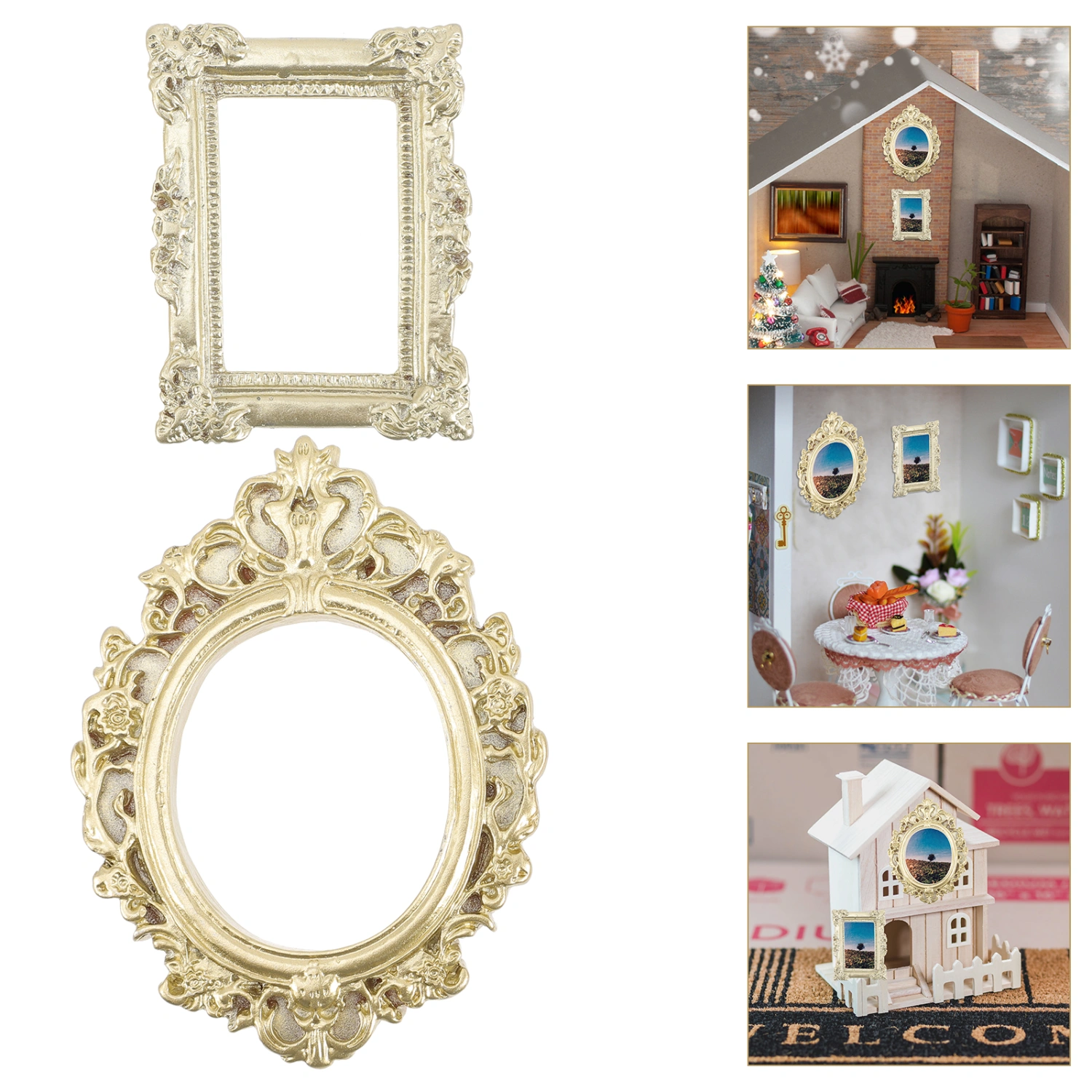 12Pcs Small Resin Photo Frame Rustic Embossed Style Wall Small Picture Frame Mini Decorative Photo Frame