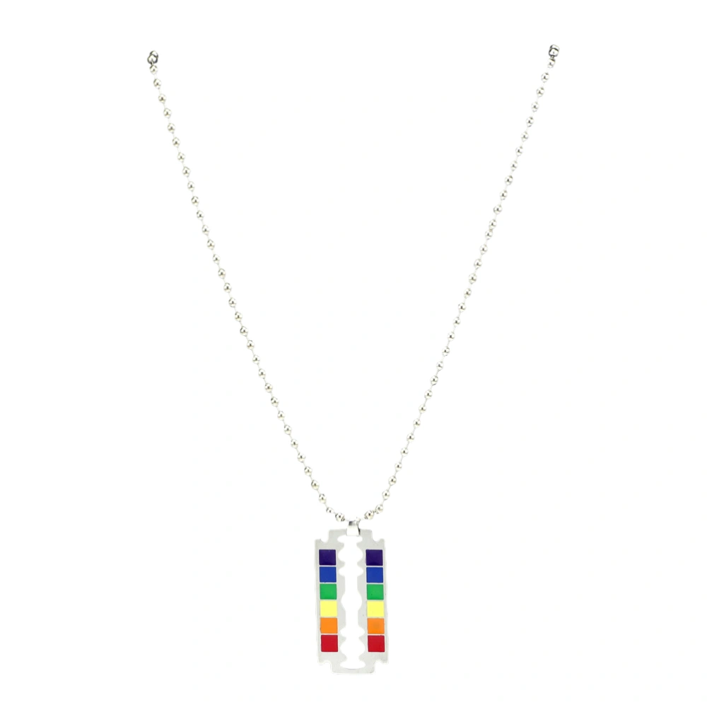 LGBT Necklace Stainless Steel Rainbow Neck Pendant Homosexual Necklace Gay & Lesbian Pride Chain Hanging Pendant