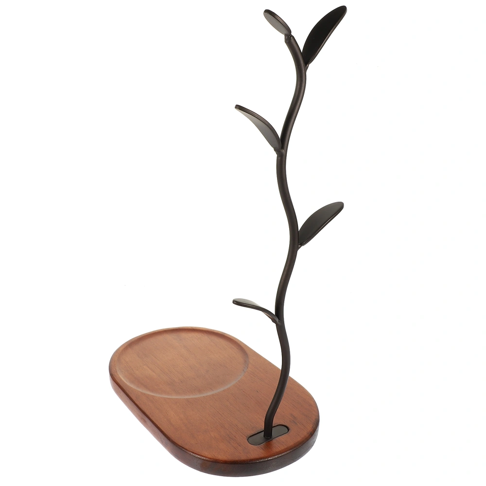 Wooden Base Coffee Mug Holder Stand Coffee Mug Iron Art Tree Rack for Countertop