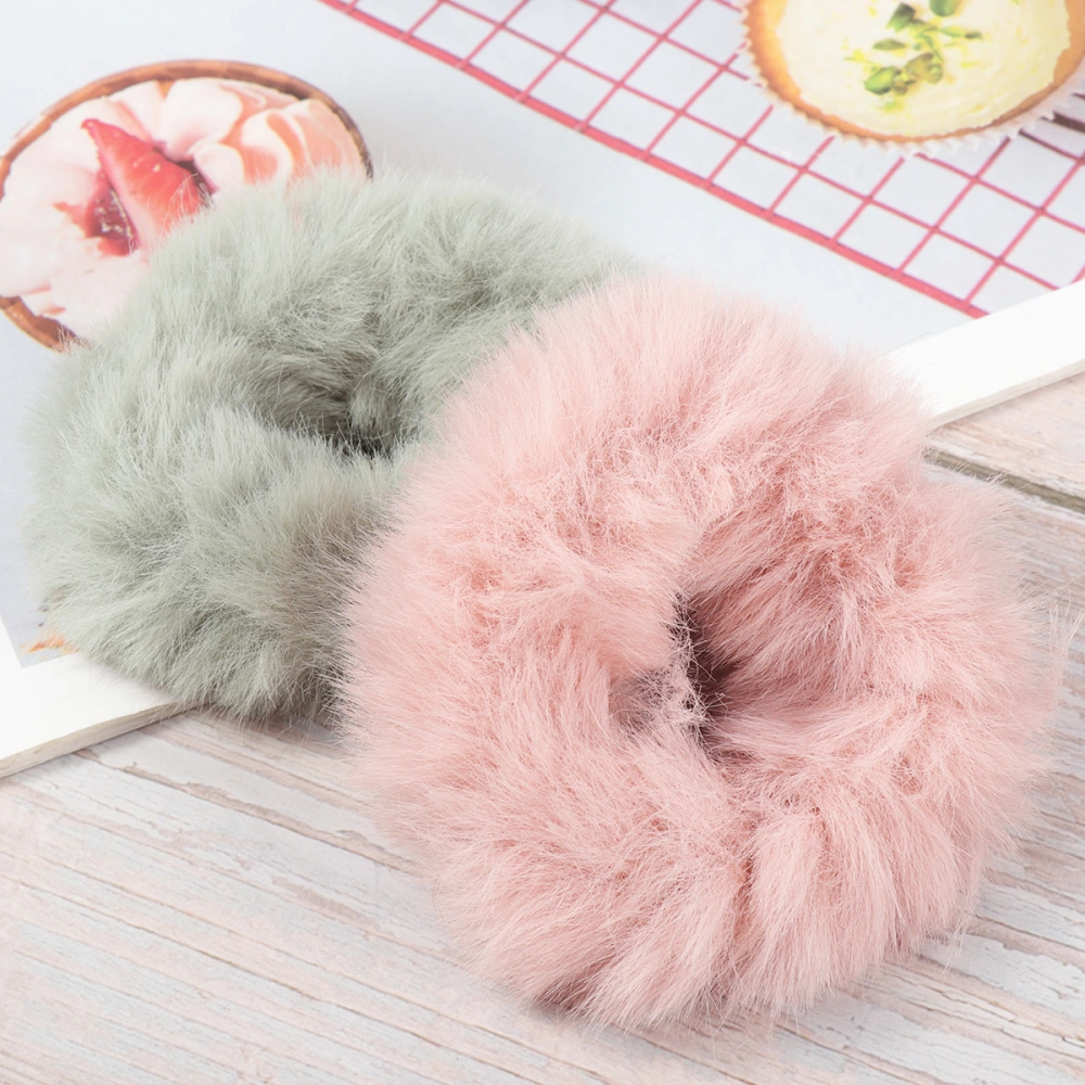 8Pcs Plush Hair Rings Delicate Solid Color Hair Rubber Bands Ponytail Hair Ropes for Autumn Winter