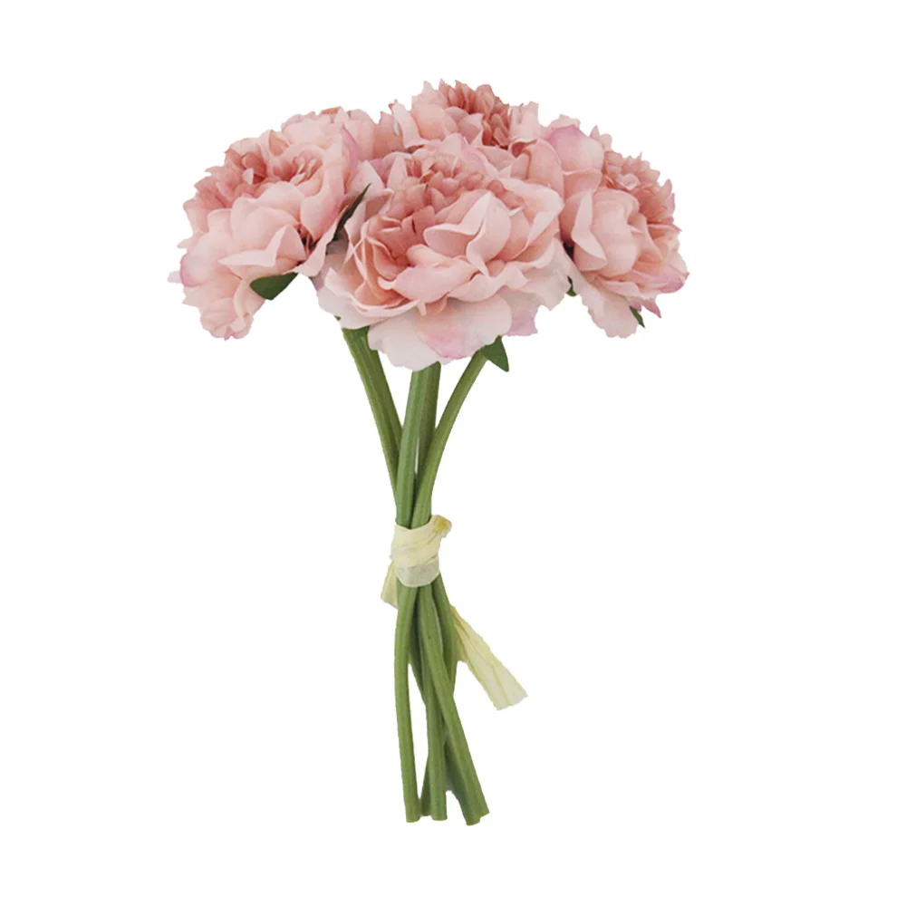 5pcs Simulation Peony Lifelike Peony Bouquet Artificial Flower Wedding Bouquet Party Home Decor (Pink)