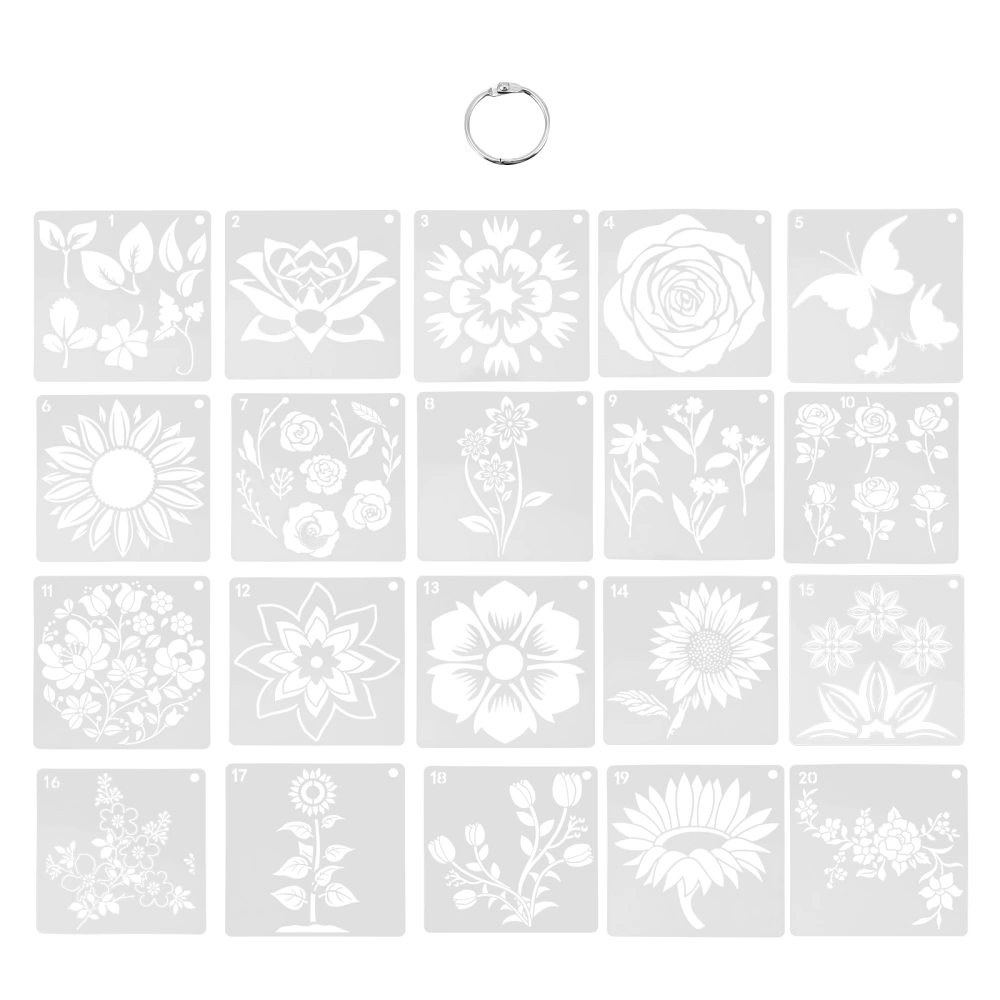 20pcs Craft Painting Stencils Set Flower Drawing Templates for Kids and Adults