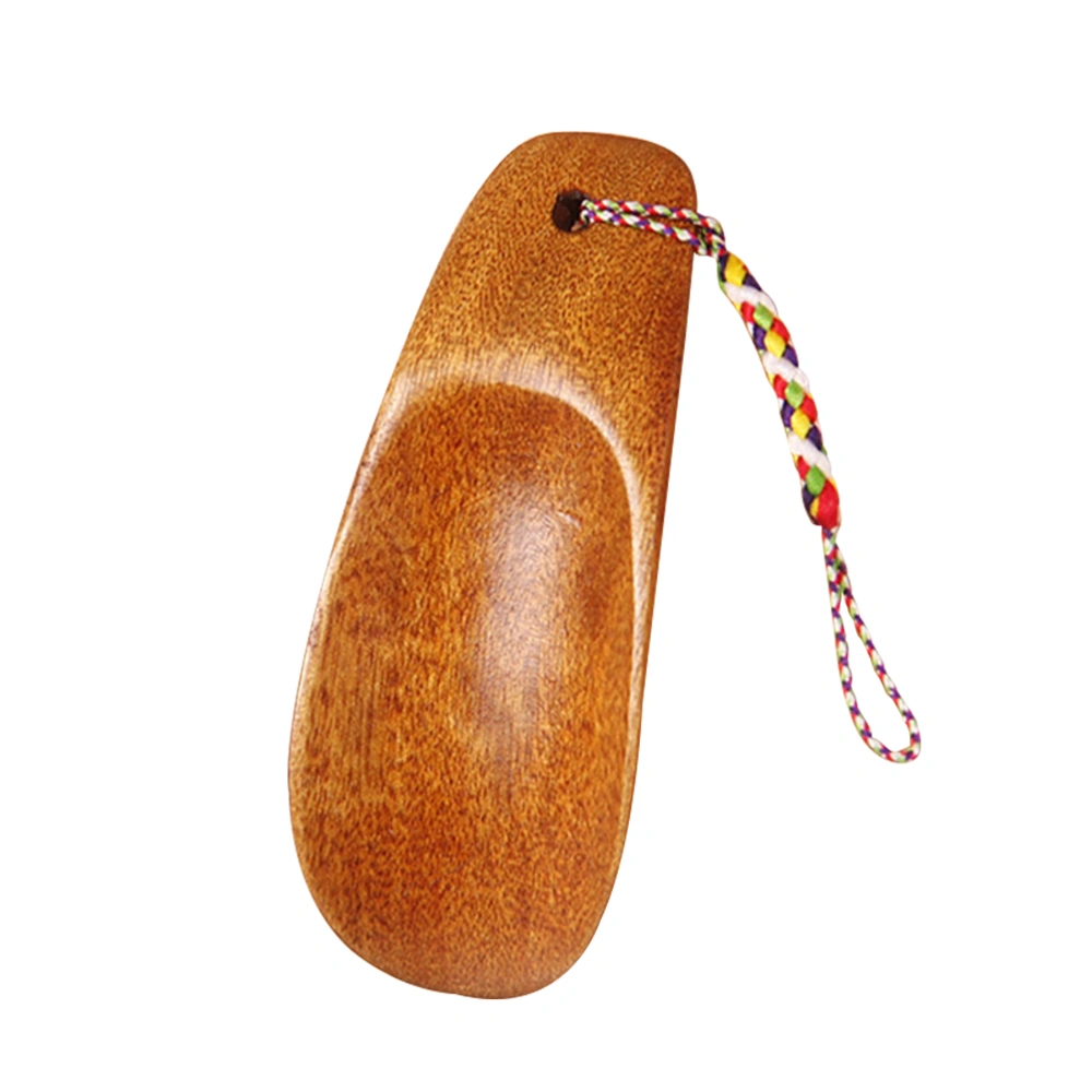 Natural Wooden Shoe Horn with Hanging Strap Spoon Shoes Horn for Men Women Kids