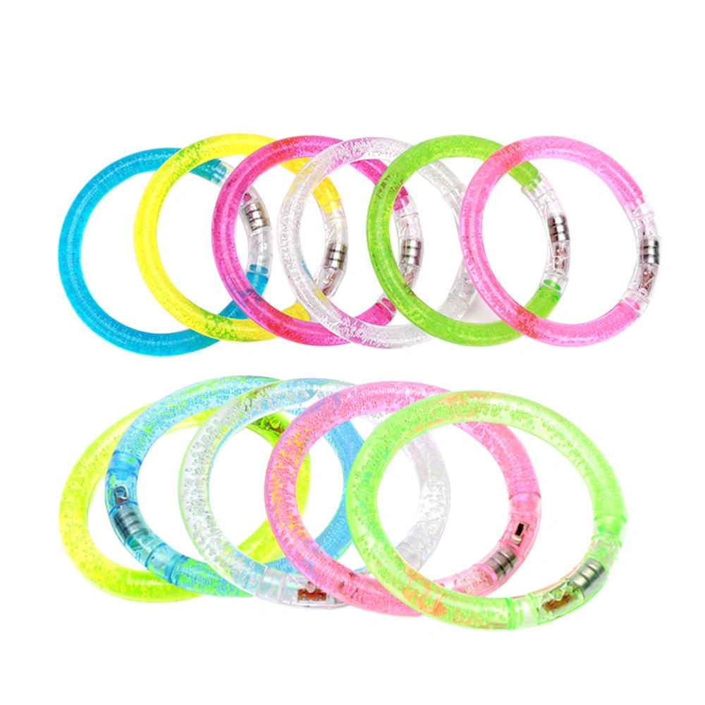 12pcs LED Colorful Flash Bracelet Toy Concert Glow Bracelet Wristbands Fluorescent Luminous Bracelet for Concerts Use and Party Supplies(Random Color)