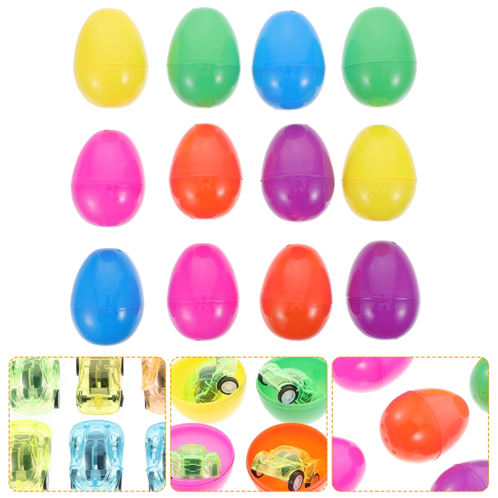 12 Sets Mini Car Filled Easter Eggs Toys Set Easter Party Rewards Favors