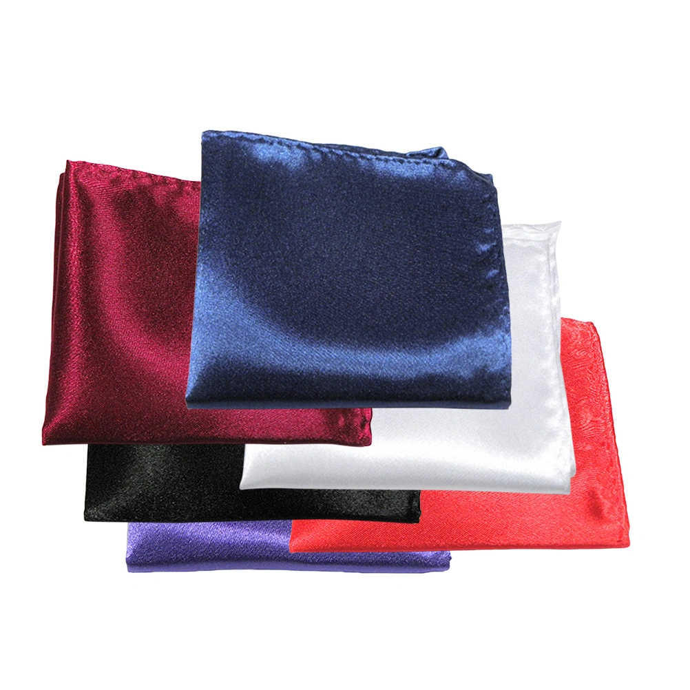 6pcs Mens Suit Pocket Squares Wedding Handkerchiefs (Bright Red & Wine Red & Black & White & Purple & Navy Blue)