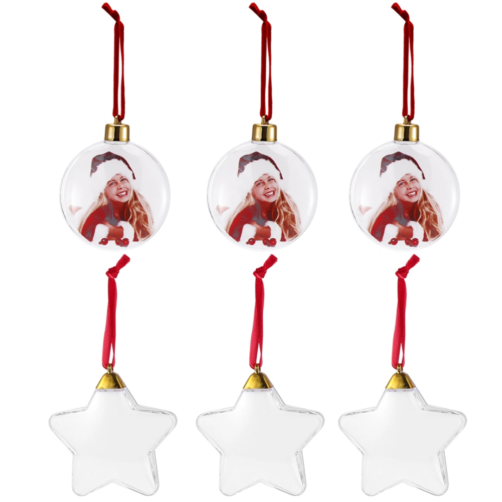 6pcs Christmas Photo Frame Ornaments Xmas Tree Decors Picture Hanging Pendant