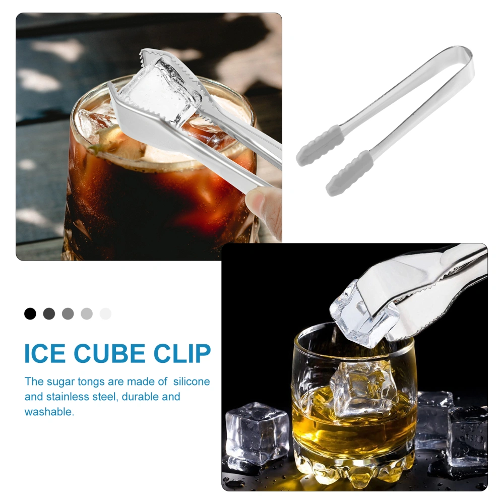 4Pcs Stainless Steel Mini Sugar Cube Clips Ice Cube Clips Coffee Tongs (Silver)