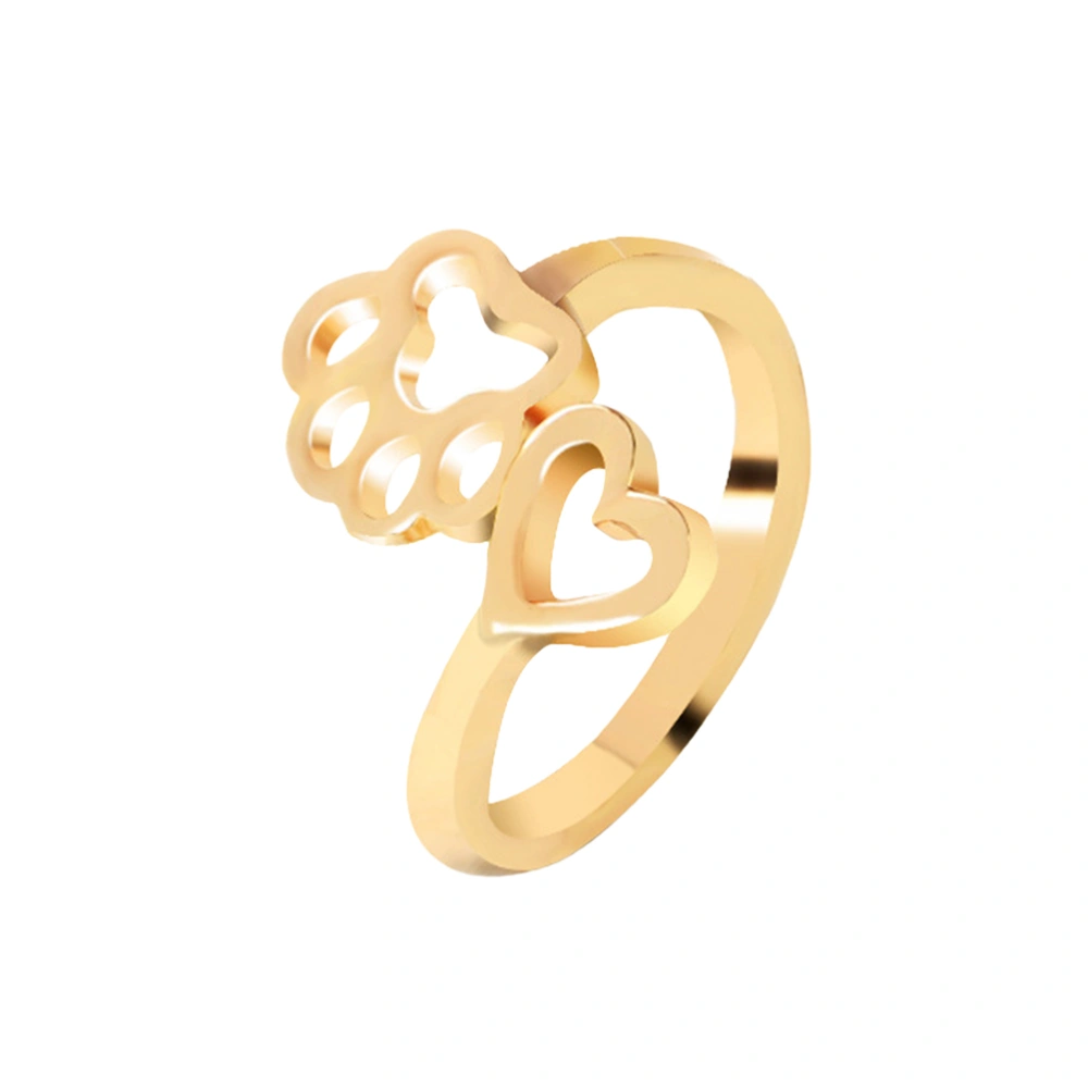 1 Pair Exquisite Hollow Love Dog Claw Pattern Rings Stylish Rings for Women Ladies Girls (Gold Inner Diameter 1.8cm)