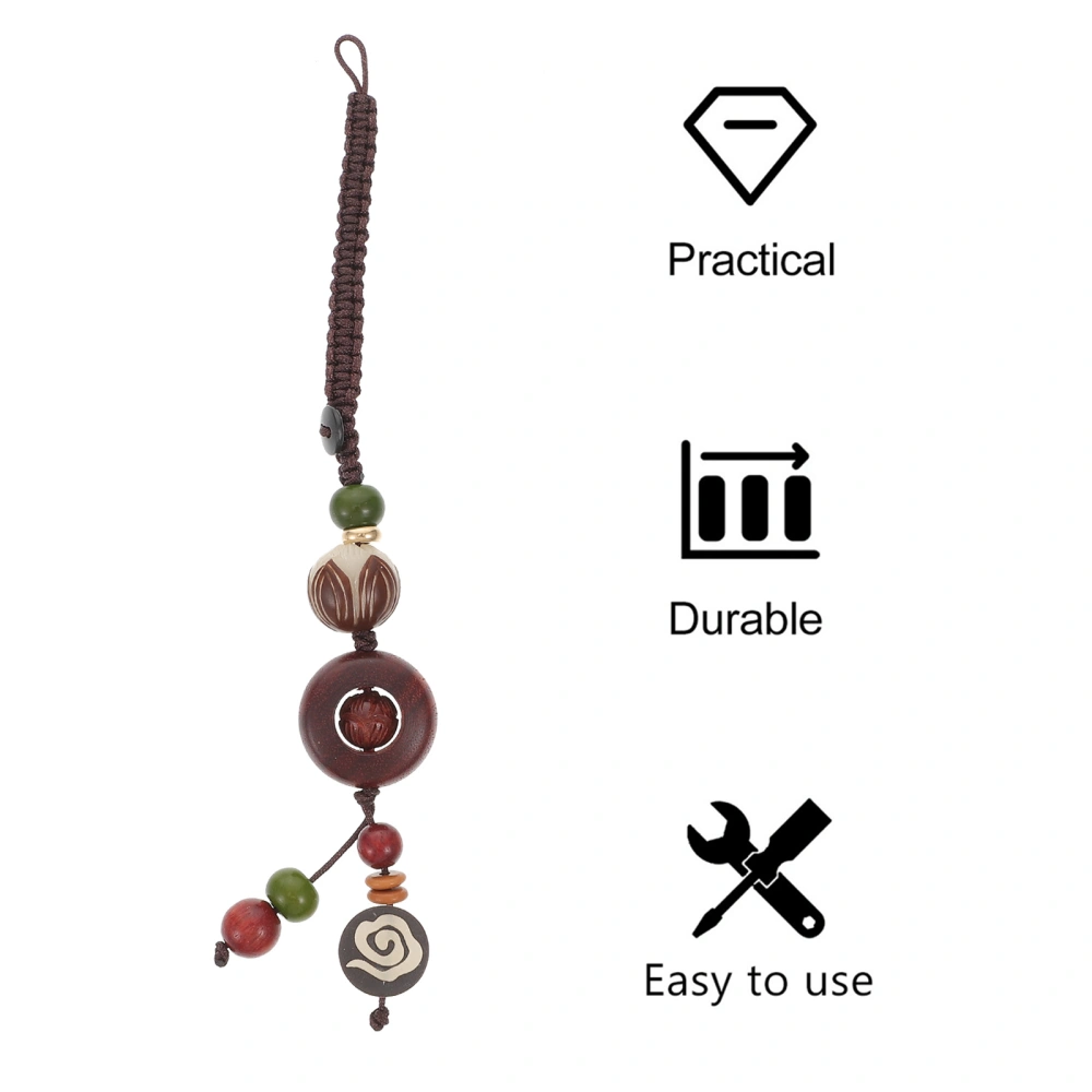 1pc Novel Lobular Rosewood Carving Creative Mobile Phone Pendant Adornment Ornament for Phone Decor