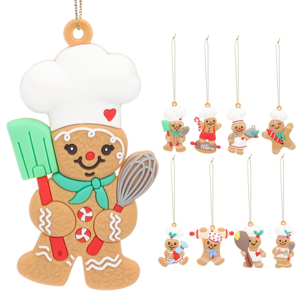 8pcs Xmas Gingerbread Man Ornaments Xmas Tree Hanging Decor Party Layout Props