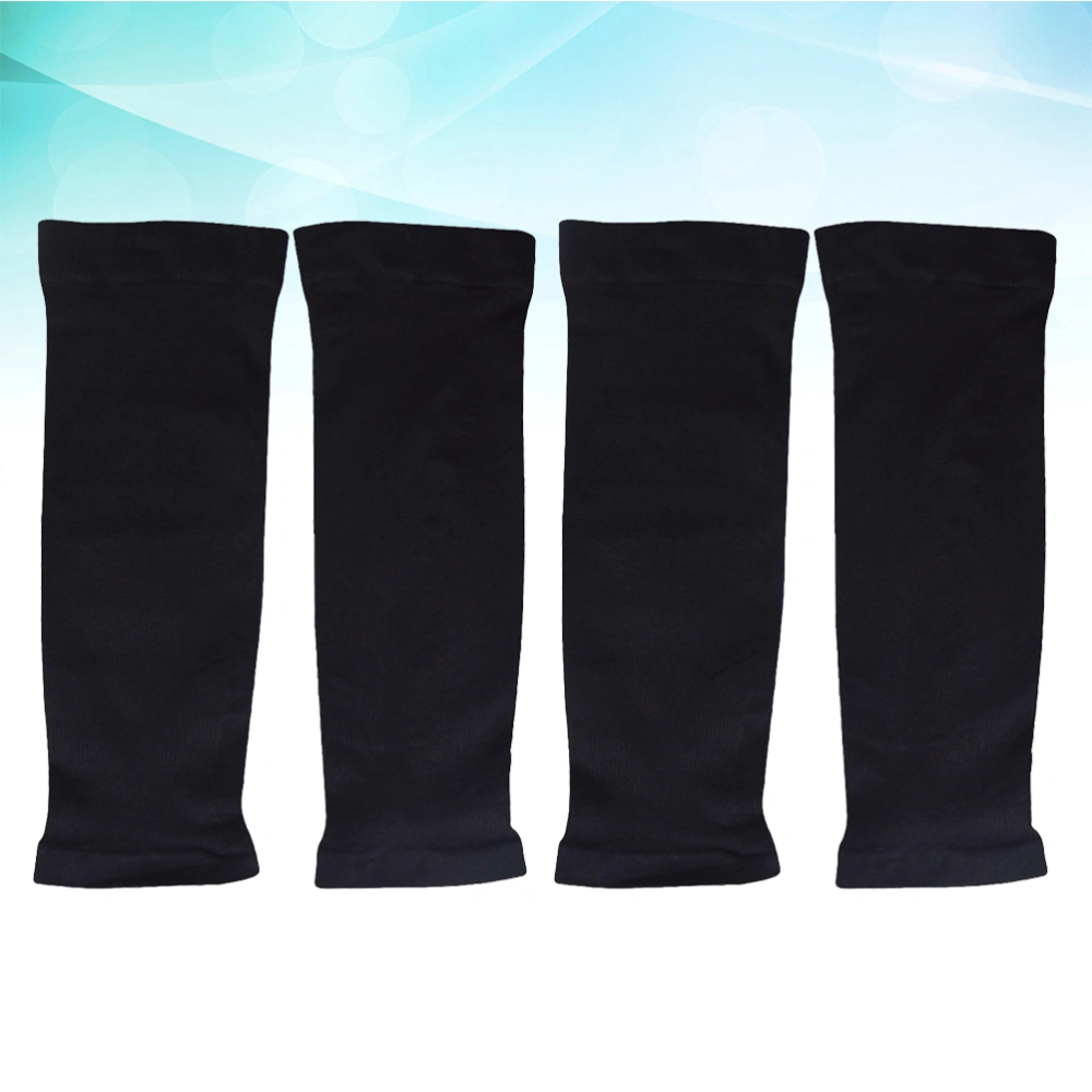 2 Pairs Fashion UV Sunscreen Arm Guard Protective Cover Arm Sleeves Fingerless Long Gloves for Outdoor Riding Kids (Black)