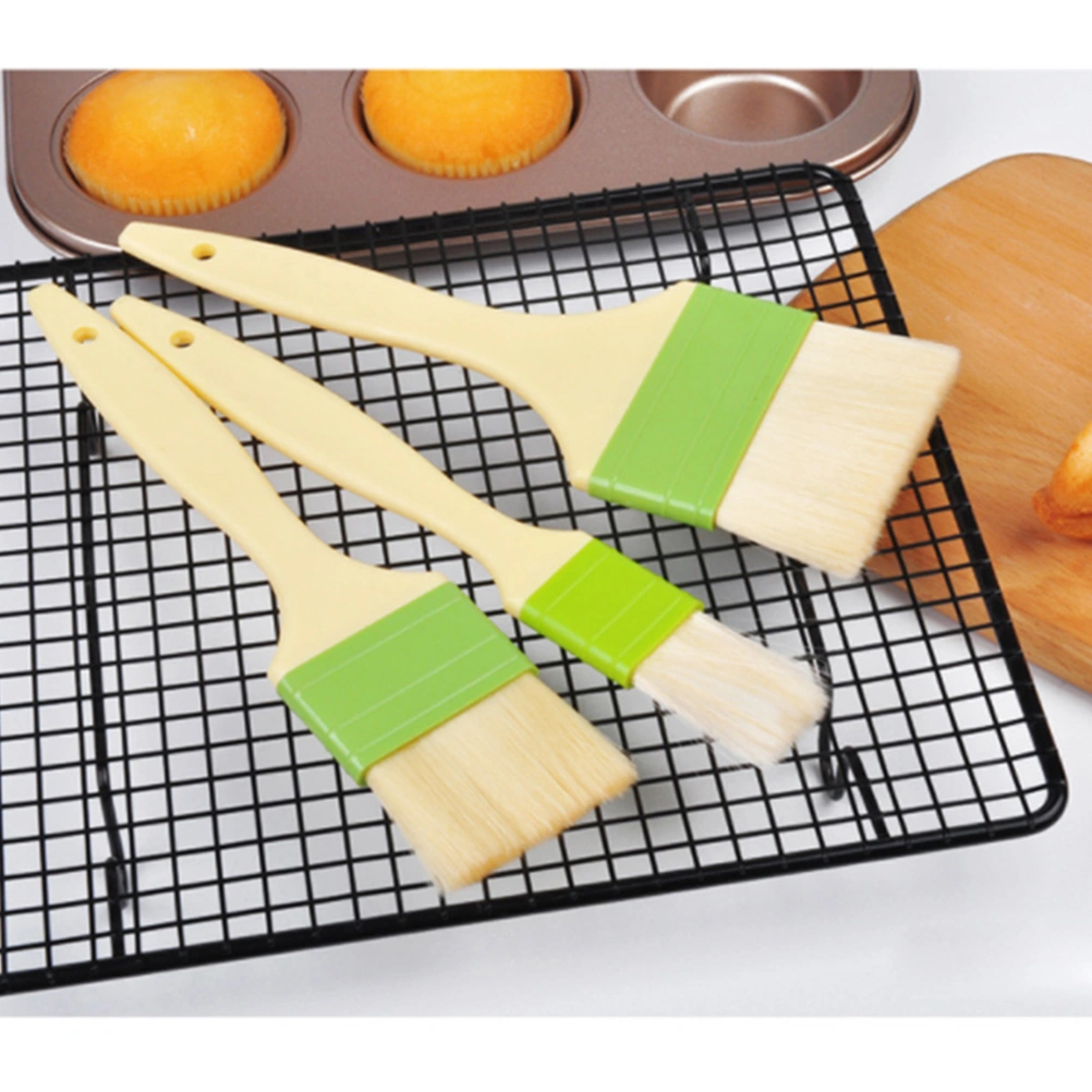 1pc Baking Brush Wool Plastic Handle Barbecue Oil Sauce Brush Cake Cream Brush - Size L
