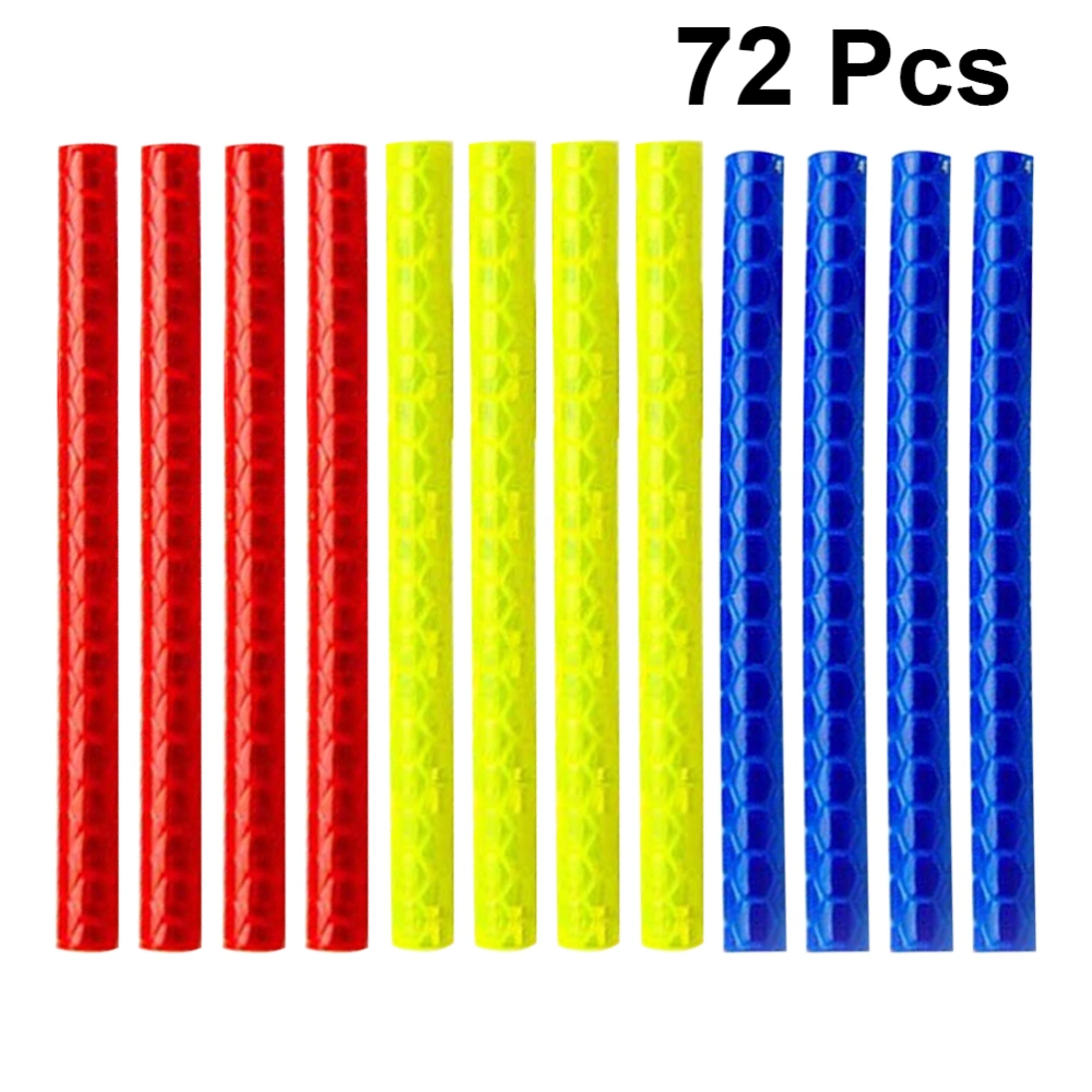 72PCS Wheel Decoration Use Stickers Light Wheel Spokes Reflective Clip Stickers Reflectors Bike Cycling Security Tape Safer Red Blue Yellow Color