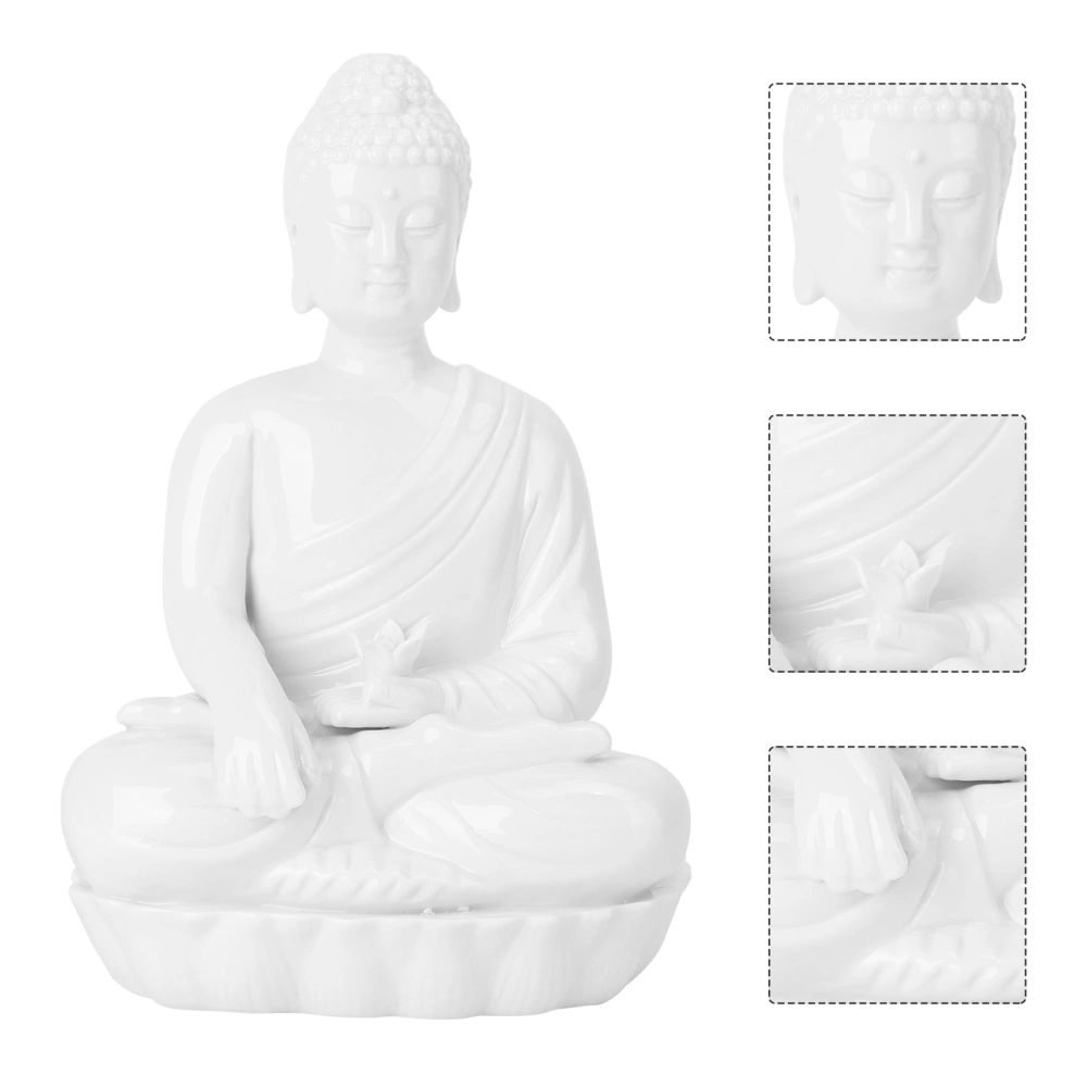 1Pc Sacred Buddha Statue Ornament Delicate White Porcelain Crafts Adornment for Home Office