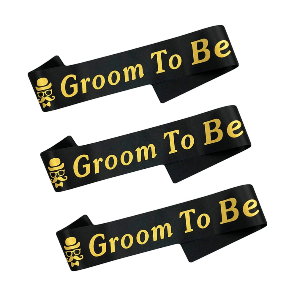 3pcs Letter Printing Groom Sash Decoration Bachelor Party Etiquette Belt Supplies Wedding Party Favors Accessories 