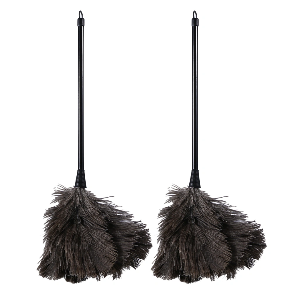 2pcs Ostrich Feather Duster Feather Dust Removal Brush Plastic Handle Cleaning Brush Tool Clean Sweep Brush 