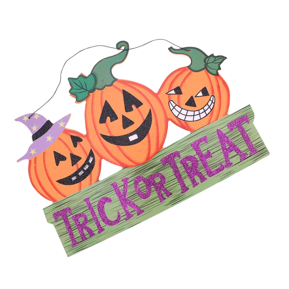 Wooden Trick or Treat Hanging Sign Halloween Pumpkin Wall Door Hanging Decoration