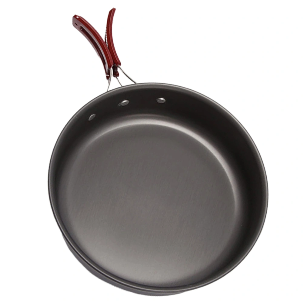 Outdoor Pan Frying Pan Portable Camping Pot Picnic Frying Pan Outdoor Cooking Ware Cooking Tools for Family (Black)