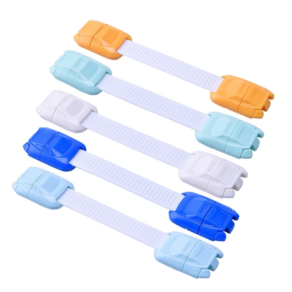 5pcs Car Shape Child Security Lock Multifunction Protective Wardrobe Lock Baby Infant Anti Pinch Hand Protecting Device (Assorted Colors)