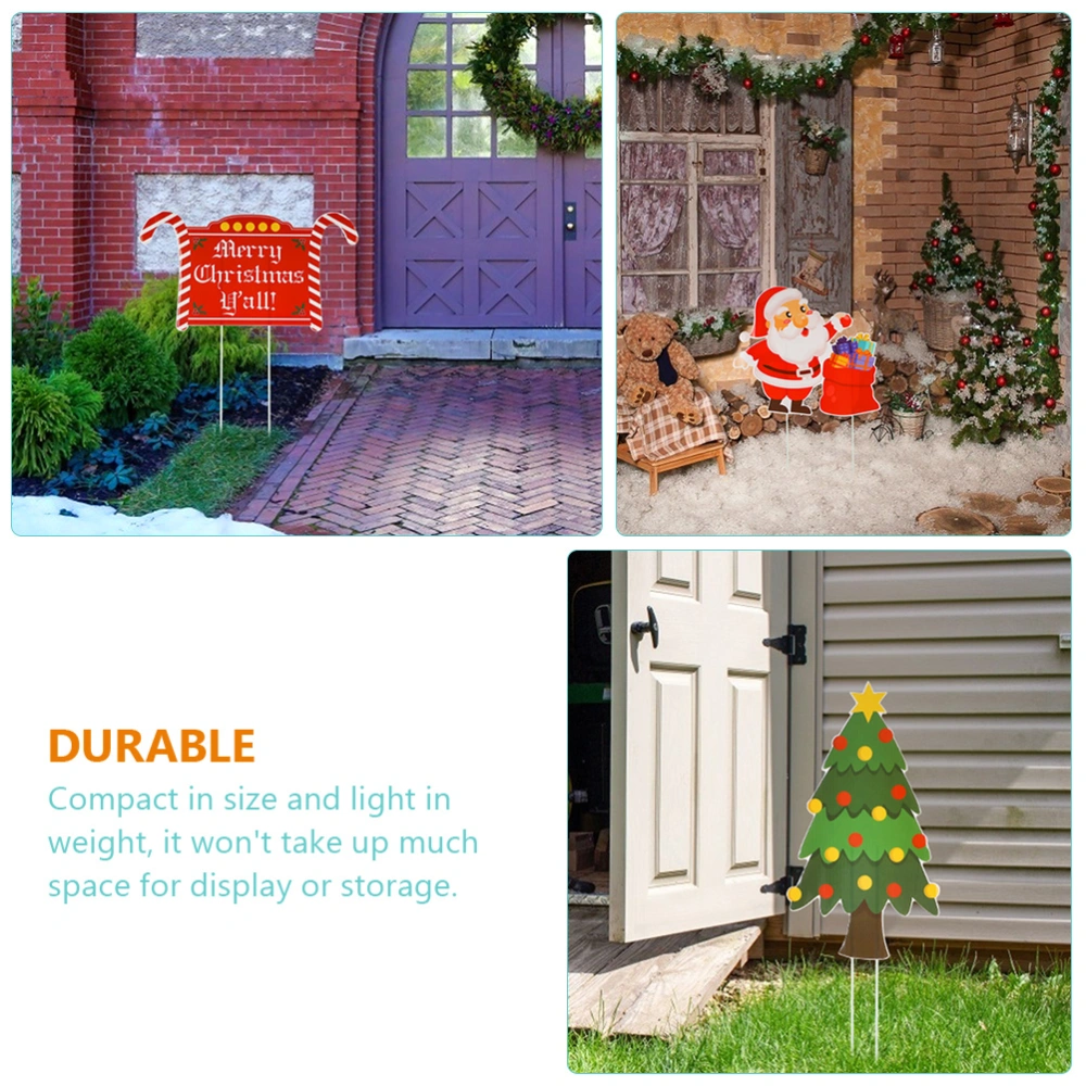 4pcs Christmas Yard Signs Garden Cartoon Stakes Garden Stakes Decorations