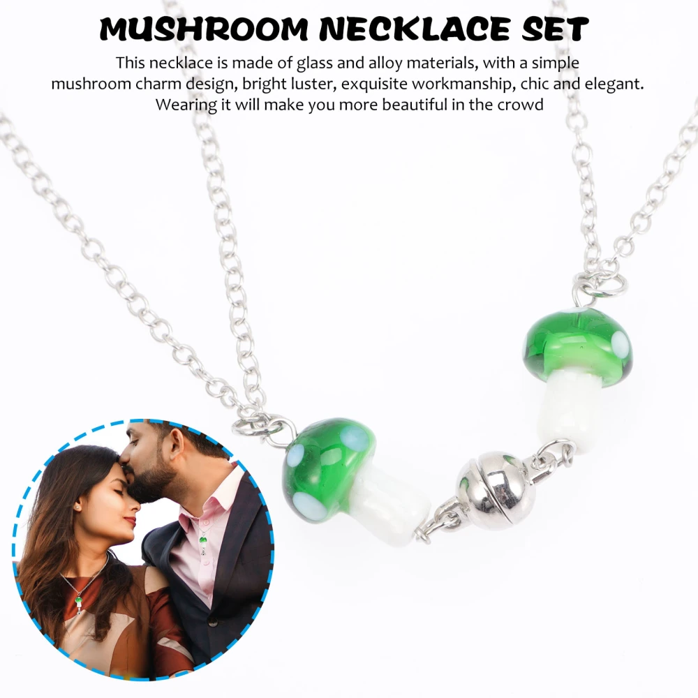 2pcs Magnetic Necklace Mushroom Hip Hop Neck Chain Simple Sweater Chain Necklace for Lover