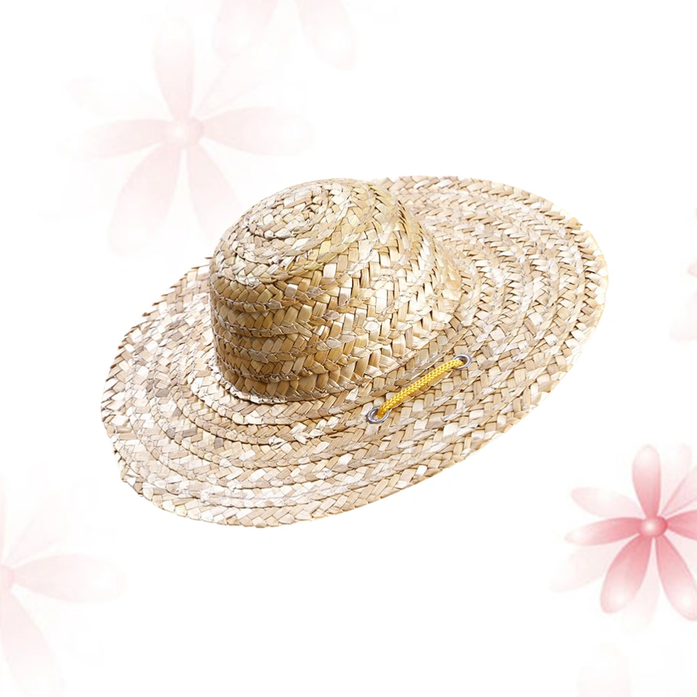 Pet Sombrero Straw Hat Adjustable Hawaii Garden Sun Bucket for Small Dogs Puppy Cats Size L