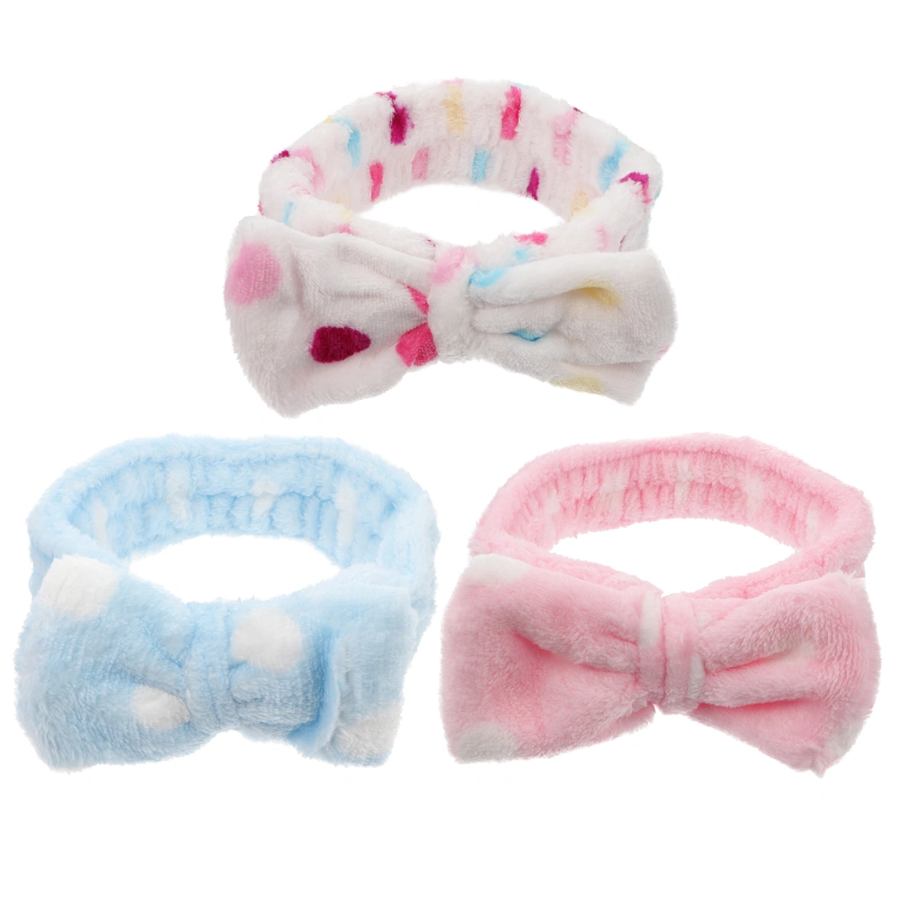 3Pcs Bowknot Makeup Headband Elastic Lovely Spa Facial Headband for Washing Face