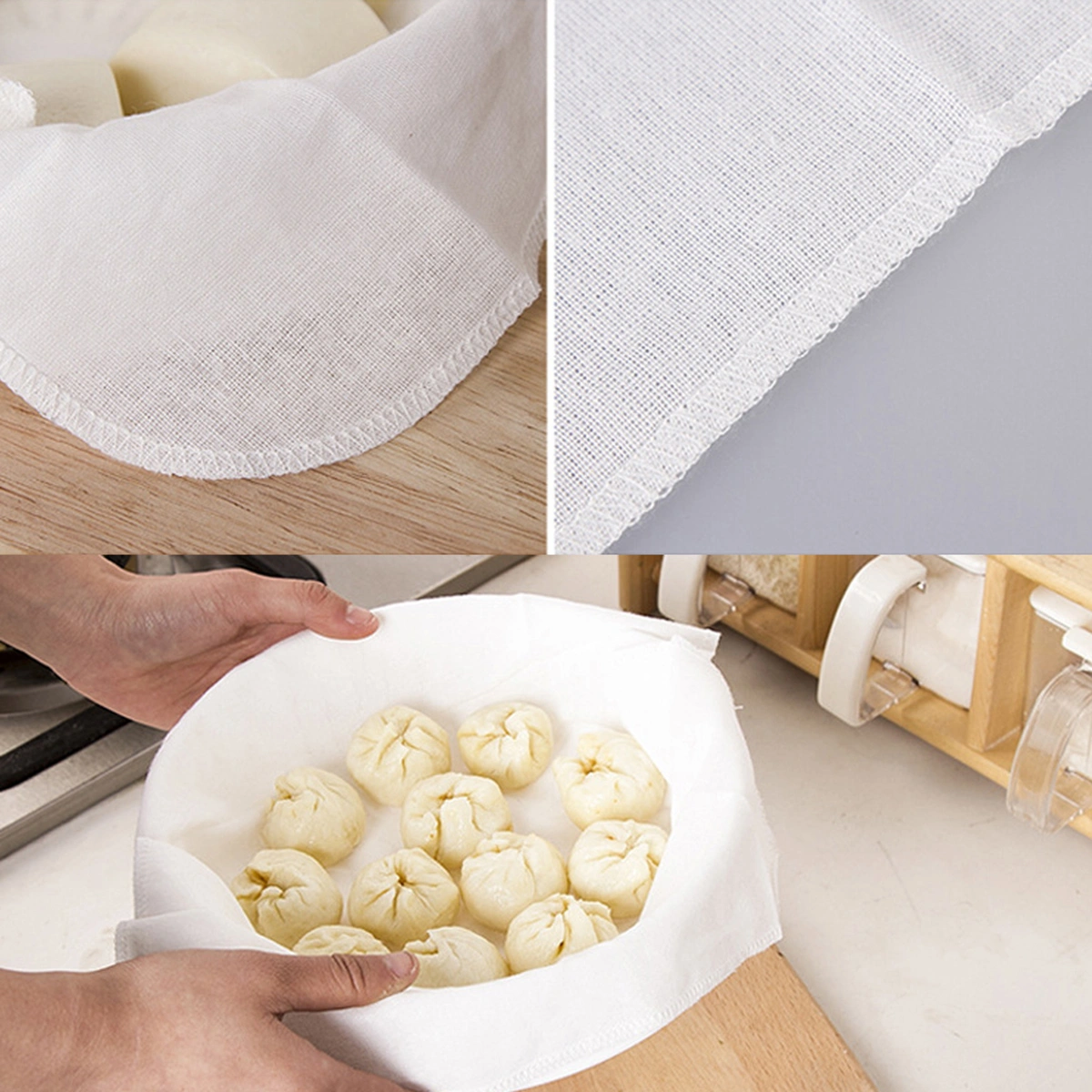 5Pcs Household Cotton Steamer Cloth Reusable Non-stick Cloth Steamed Bun Steamer Pads