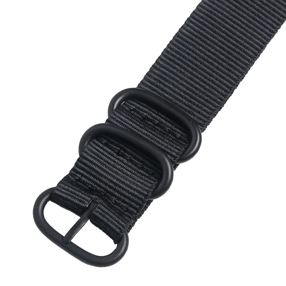 Heavy Duty Watch Bands Nylon Watch Strap 5 Rings Woven Strap 24mm (Black Buckle)