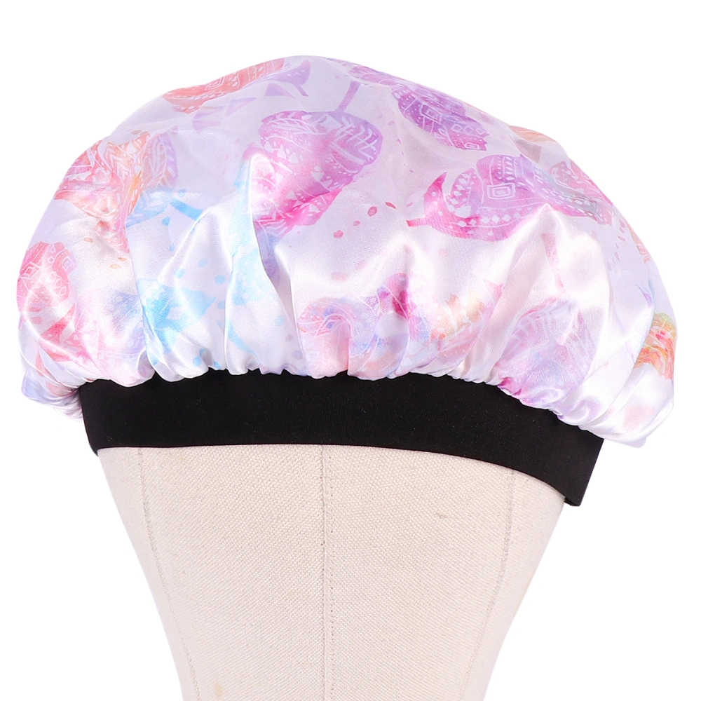 Printing Shower Caps Bathing Caps Multifunctional Hat Fashion Wide Brim Shower Hats Women Night Headdress Beauty Hat Makeup Hat (Assorted Color）