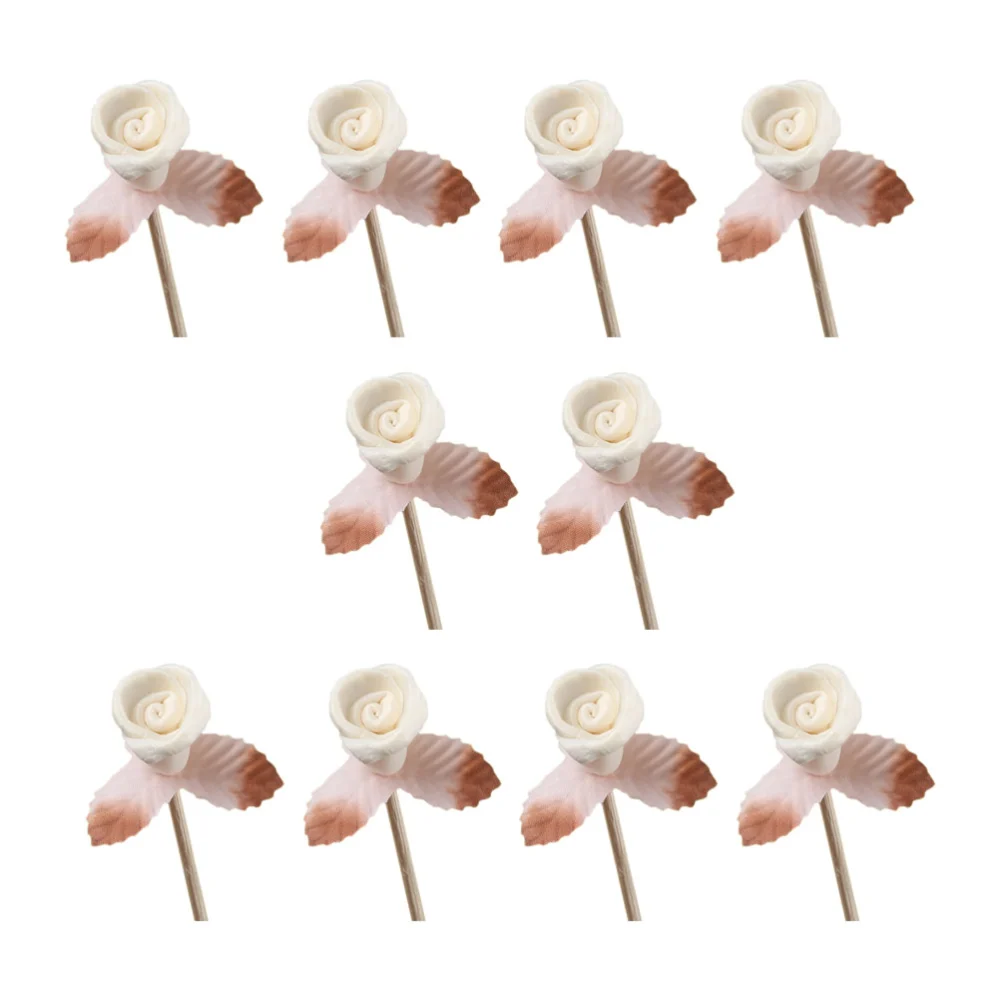 10 Pcs Rattan Reed Sticks Straight Natural Fragrance Reed Diffuser Aroma Oil Diffuser Rattan Sticks with Flower Rose Leaf Decor