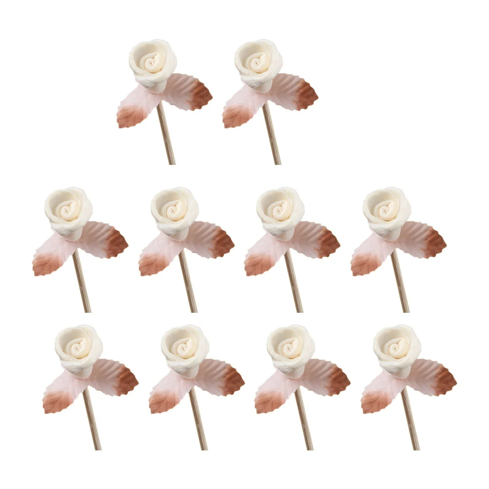 10 Pcs Rattan Reed Sticks Straight Natural Fragrance Reed Diffuser Aroma Oil Diffuser Rattan Sticks with Flower Rose Leaf Decor
