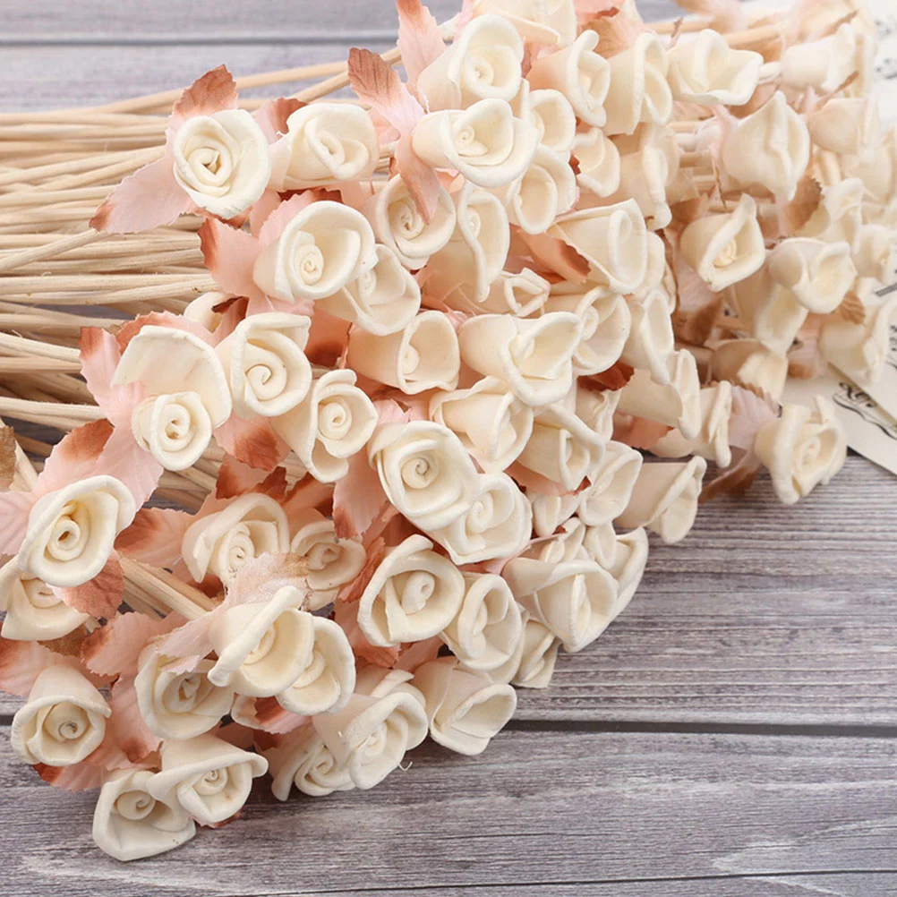 10 Pcs Rattan Reed Sticks Straight Natural Fragrance Reed Diffuser Aroma Oil Diffuser Rattan Sticks with Flower Rose Leaf Decor