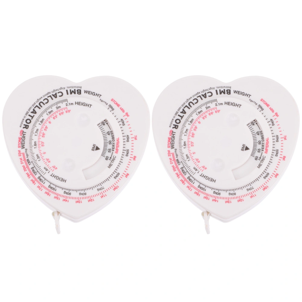 2pcs BMI Calculator Tape Body Measuring Tape Heart Shaped Measure Calculator