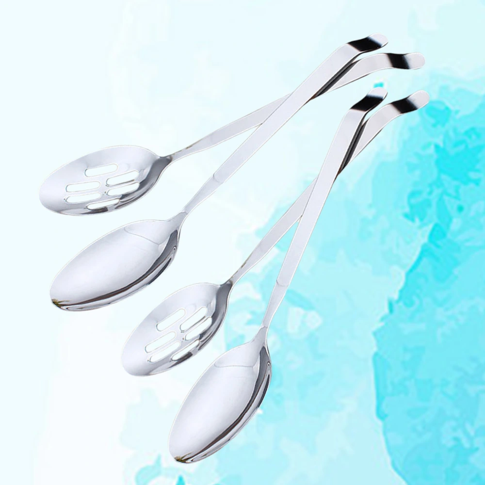 4 Pcs Stainless Steel Ladle Long Handle Portion Control Serving Spoons Dishwasher Safe Serving Colander Spoon - 28X5.8CM