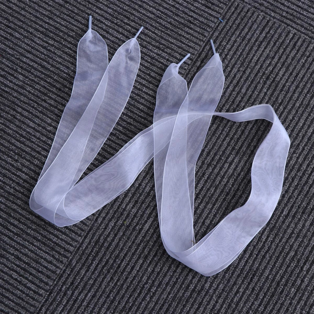 1 Pair 4CM Widening Transparent Shoe Laces Shoestrings for Party Dancing Hiking Hip-hop Decorations(White)