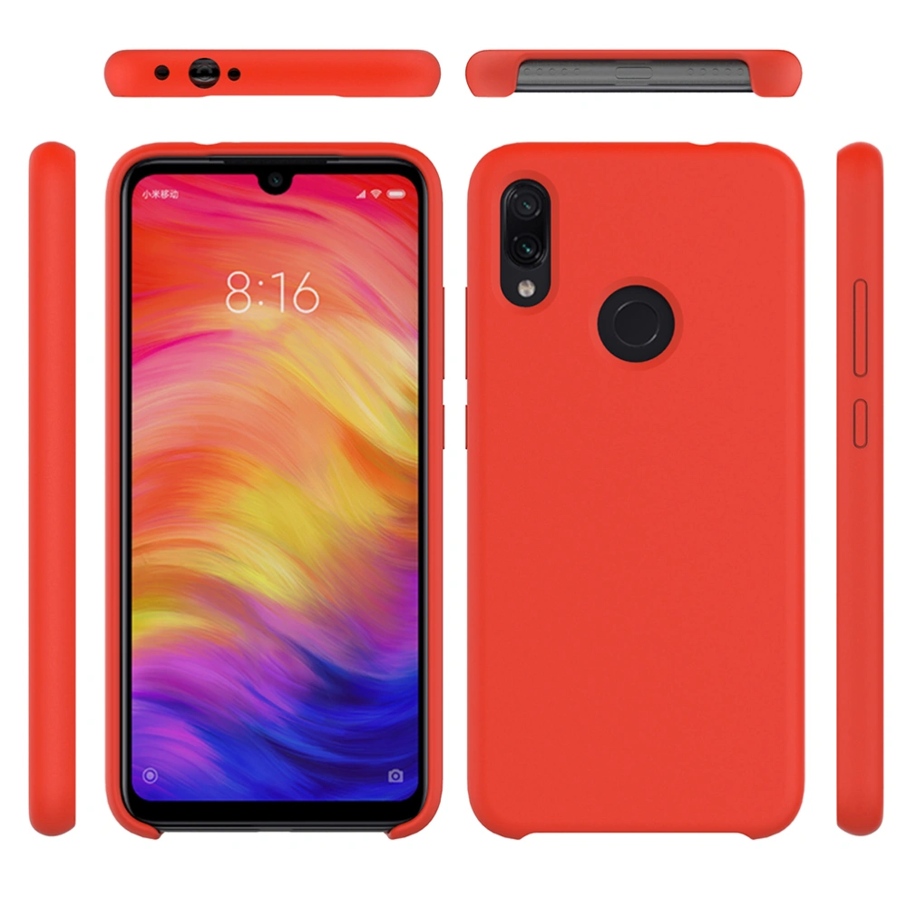 Fashion Phone Cover Liquid Silicone Anti-Fall Phone Smooth Phone Shell for Xiaomi Redmi Note7/ Note 7S/Note 7 PRO (Red)