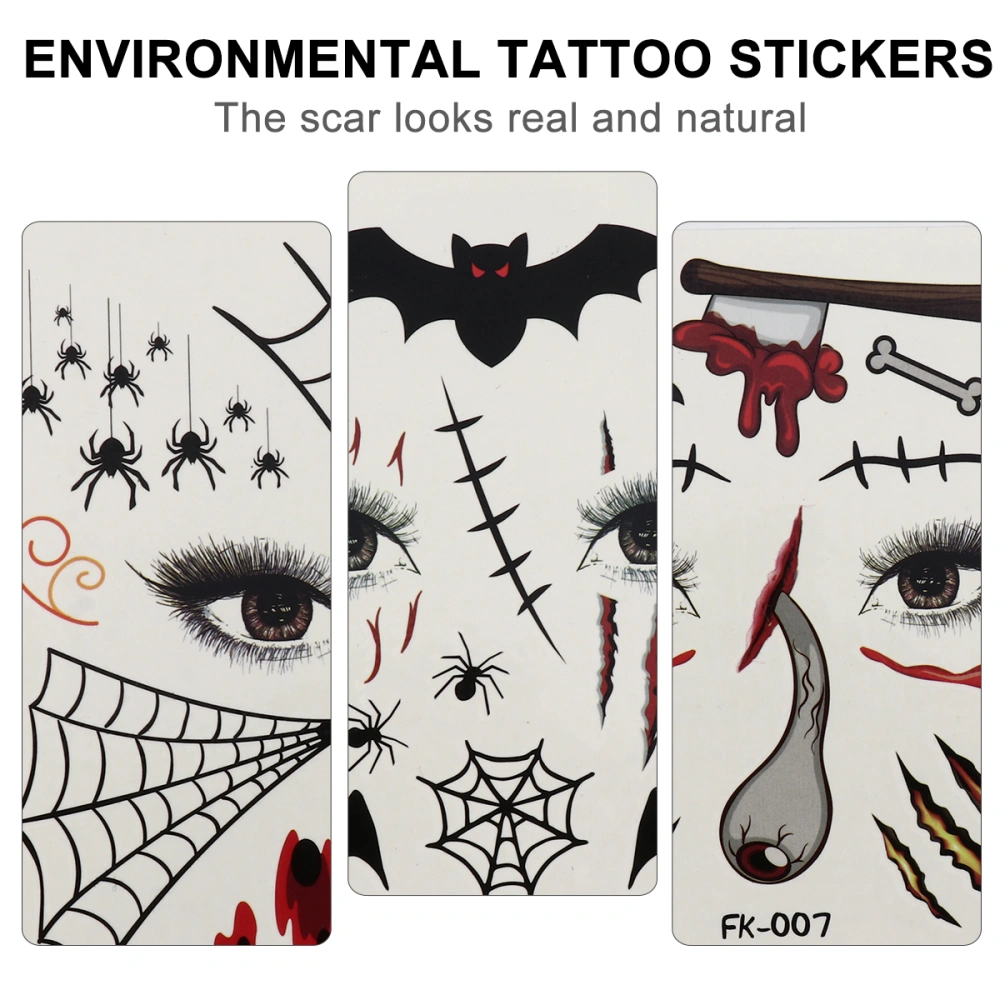 12 Sheets Halloween Temporary Face Body Wounds Scars Stickers Bloody Stickers