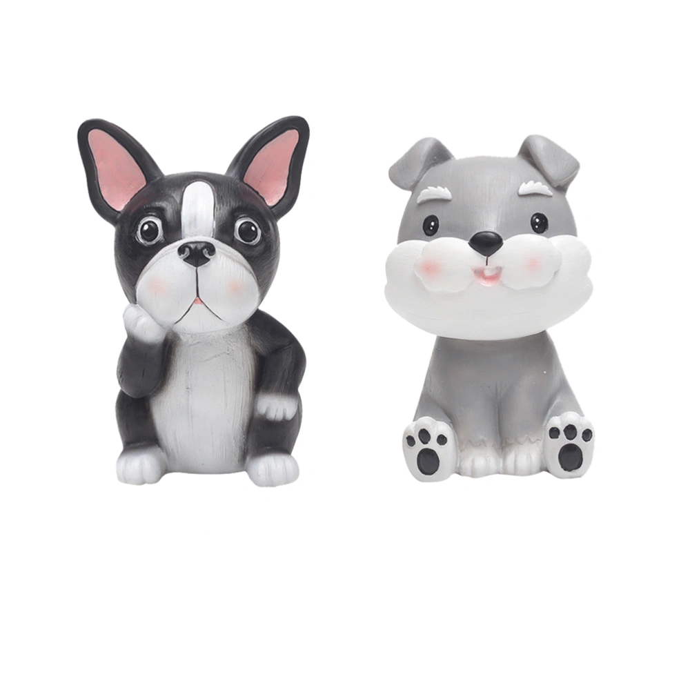 2Pcs Dog Shaped Resin Desktop Decoration Multi-Purpose Eyeglasses Storage Rack Home Ornament (Schnauzer + Bulldog)