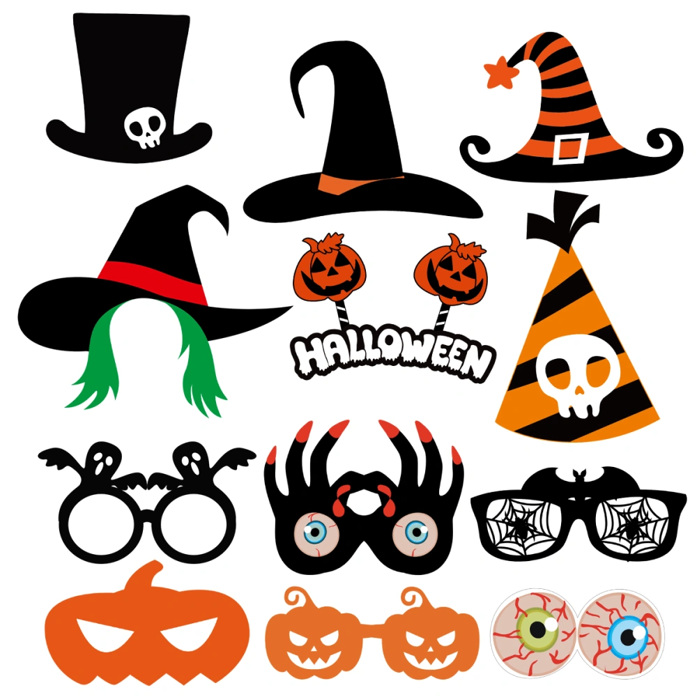 Tinksky 47pcs Halloween Party Photo Booth Props Creative Happy Halloween Pose Sign Kit for Party Decoration