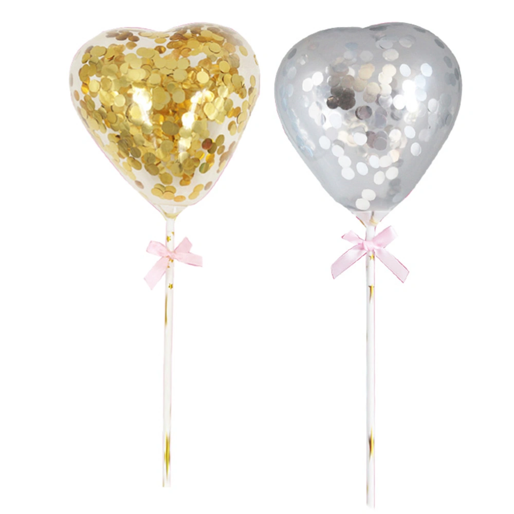 10pcs Fine Balloon Cake Toppers Romantic Balloons Decorations Birthday Cake Ornaments Party Dessert Table Cake Picks Creative Balloons Cake Toppers Gold Silver