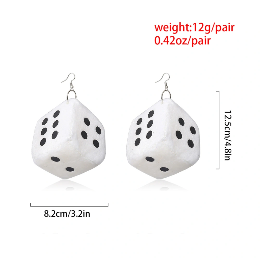 1 Pair Woman Exaggerated Dice Earrings Punk Style Girl Ear Drop Elegant Lint Ear Dangler Fashion Ear Jewelry