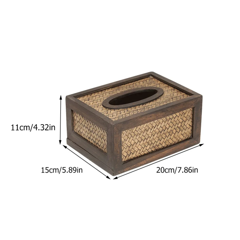 1Pc Hand-woven Tissue Box Decorative Tissue Case Hotel Tissue Holder (Coffee)