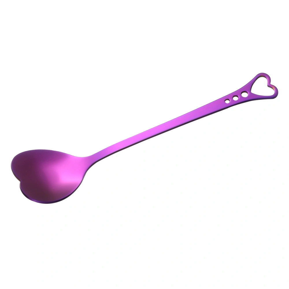 Stainless Steel Spoon Gold Plating Heart Shaped Dessert Spoon Unique Charming Stirring Spoon Tableware Scoop for Home Restaurant Coffee Shop (Purple)