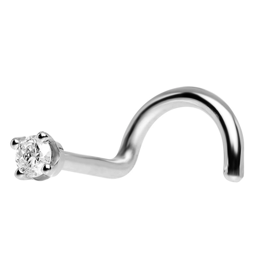 5Pcs Nose Studs Piercing Nose Ring Screw Stainless Steel Curved Nose Nails Piercing Jewelry (Steel Color)