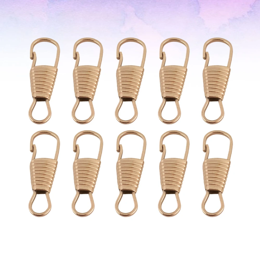 10PCS DIY Zipper Head Luggage Clothing Shoes Boots Zipper Puller Detachable Perforating Zipper Pulls Multi-purpose Zipper Accessories for Home Use (Light Golden)