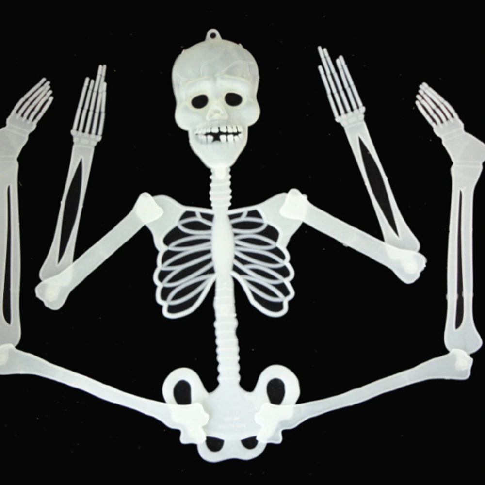 3pcs Halloween Luminous Skeleton Props Plastic Hanging Skeleton Halloween Skull Skeleton Frame Wall Hanging Decor (20cm + 30cm + 90cm)