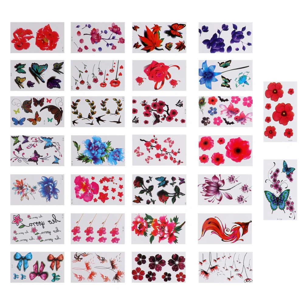 1 Set 30pcs Sticker Body Decorative Sticker Multi-colored and Multi Styles Body Art Tattoos for Adults (Assorted Color)