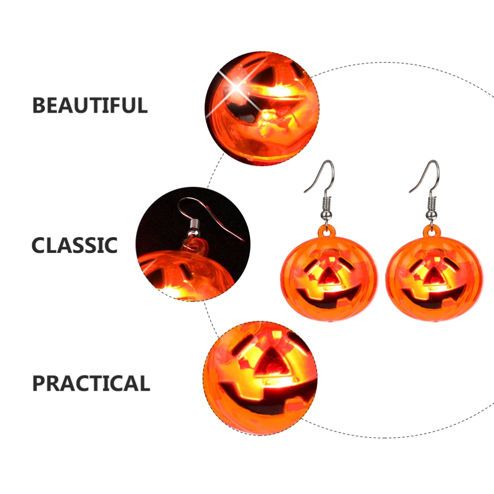 2 Pairs Halloween Party LED Earrings Chic Halloween Elements Luminous Ear Rings